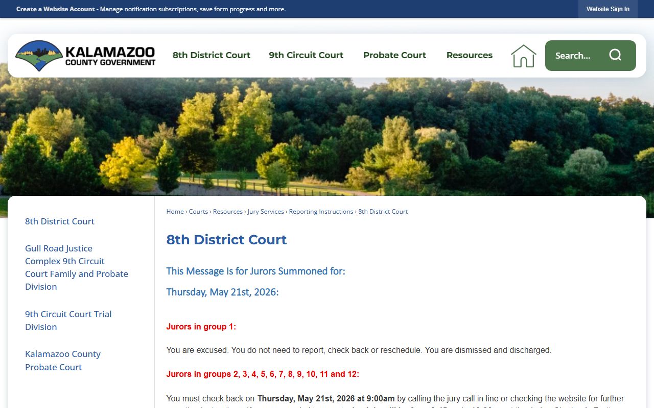 8th District Court building information page for Kalamazoo County